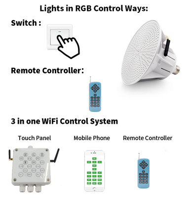 Remote 12V RGB Mengubah Warna Lampu Kolam Renang E26 Bulb Replacement Untuk Pentair / Hayward